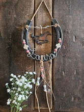 Load image into Gallery viewer, Personalized Horse Lover Gift - Equestrian Gift for Cowgirls - Horseshoe Hanging Decor -Stall Sign