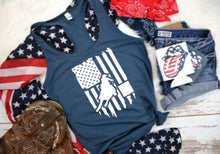 Load image into Gallery viewer, American Flag Barrel Racer Graphic Tank Top