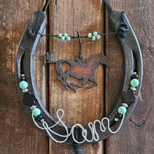 Load image into Gallery viewer, Horse Gift for Equestrians Girls that Love Horses - Hanging Horseshoe Decor - Cowgirl Gift