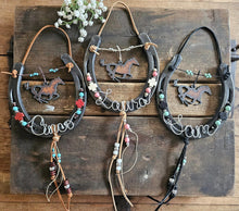 Load image into Gallery viewer, Personalized Horse Lover Gift - Equestrian Gift for Cowgirls - Horseshoe Hanging Decor -Stall Sign