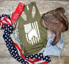 Load image into Gallery viewer, American Flag Horse Head Graphic Tank Top