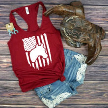 Load image into Gallery viewer, American Flag Horse Head Graphic Tank Top