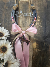 Load image into Gallery viewer, Personalized Horse Gift - Pink Sands Rustic Horseshoe