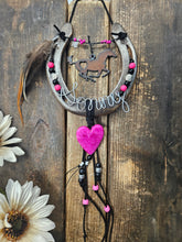 Load image into Gallery viewer, Horse Lover Gift - Custom Hot Pink Heart Horseshoe
