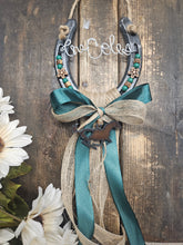 Load image into Gallery viewer, Personalized Horse Gift - Green Sands Rustic Hanging Horseshoe
