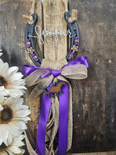Load image into Gallery viewer, Personalized Horse Gift - Purple Rustic Horseshoe Decor