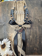 Load image into Gallery viewer, Personalized Horse Gift - Black Rustic Hanging Horseshoe