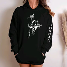 Load image into Gallery viewer, Personalized Horse Gift - Horse Running Name Hoodie