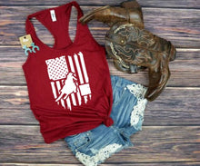 Load image into Gallery viewer, American Flag Barrel Racer Graphic Tank Top