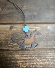 Load image into Gallery viewer, Horse Charm Gift - Rustic Horse Charm with Cross or Star