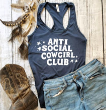 Load image into Gallery viewer, Horse Tank Top - Anti Social Cowgirl Barrel Racer Gift