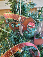 Load image into Gallery viewer, Horse Charm Gift - Rustic Horse Charm with Heart & Angel Wing