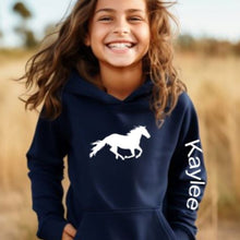 Load image into Gallery viewer, Horse Kids Hoodie - Personalized Horse Running Hoodie