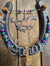 Load image into Gallery viewer, Horse Gift for Equestrians and Barrel Racers - Hanging Horseshoe Decor