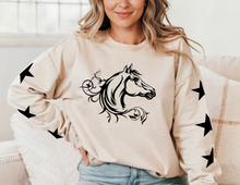 Load image into Gallery viewer, Horse Gift for Her - Horse Crewneck with Star Sleeves