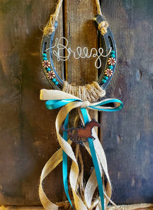 Personalized Horse Gift - Turquoise Sands Rustic Horseshoe