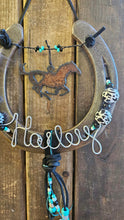 Load image into Gallery viewer, Personalized Horse Gifts -Horse Lover Gift for Equestrians - Cow Print Horseshoe