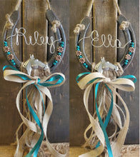 Load image into Gallery viewer, Personalized Horse Gift - Custom Equestrian Gift - Silver Horse Hanging Horseshoe Decor