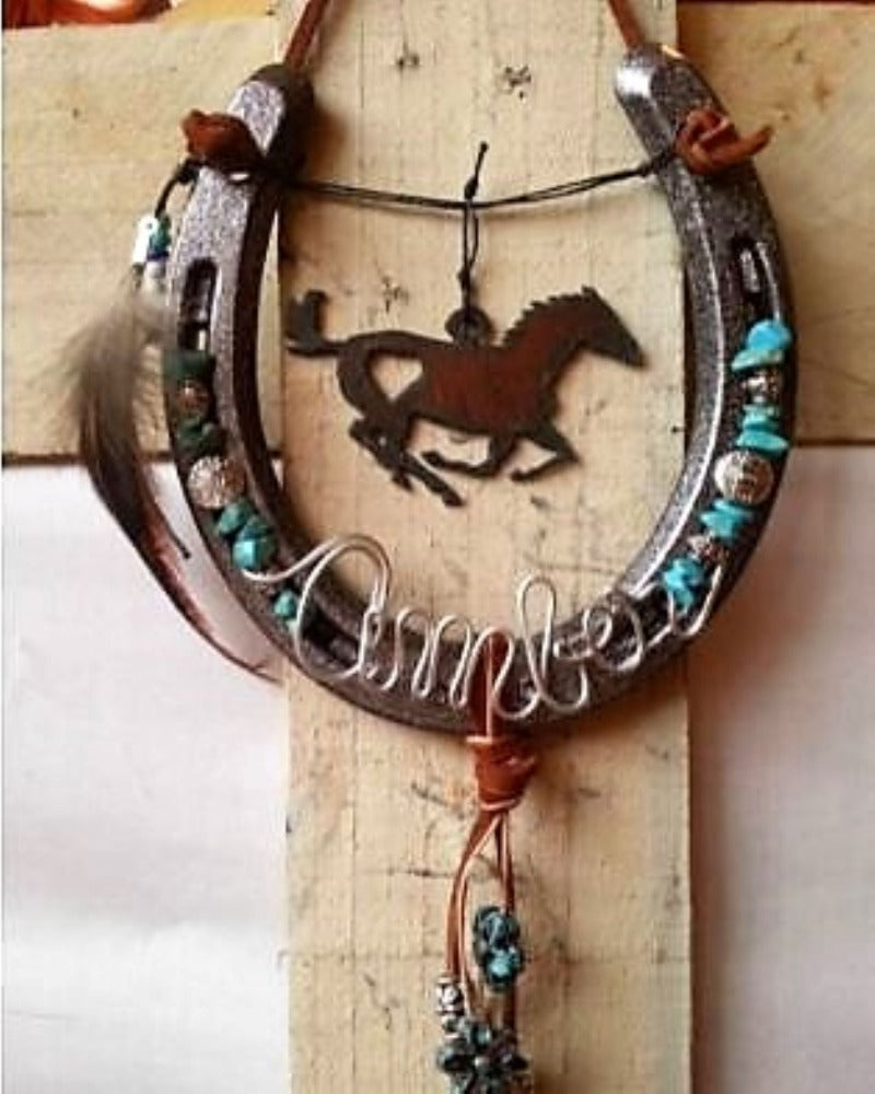  Horse Lover Gift - Rustic Hanging Horseshoe Decor