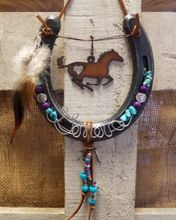 Load image into Gallery viewer, turquoise and purple hanging horseshoe