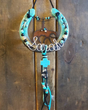 Load image into Gallery viewer, turquoise hanging horseshoe decor