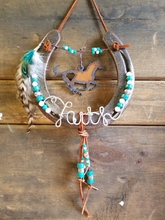 Load image into Gallery viewer, turquoise hanging horseshoe