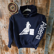 Load image into Gallery viewer, Custom Barrel Racer Gift for Kids - Personalized Equestrian Hoodie
