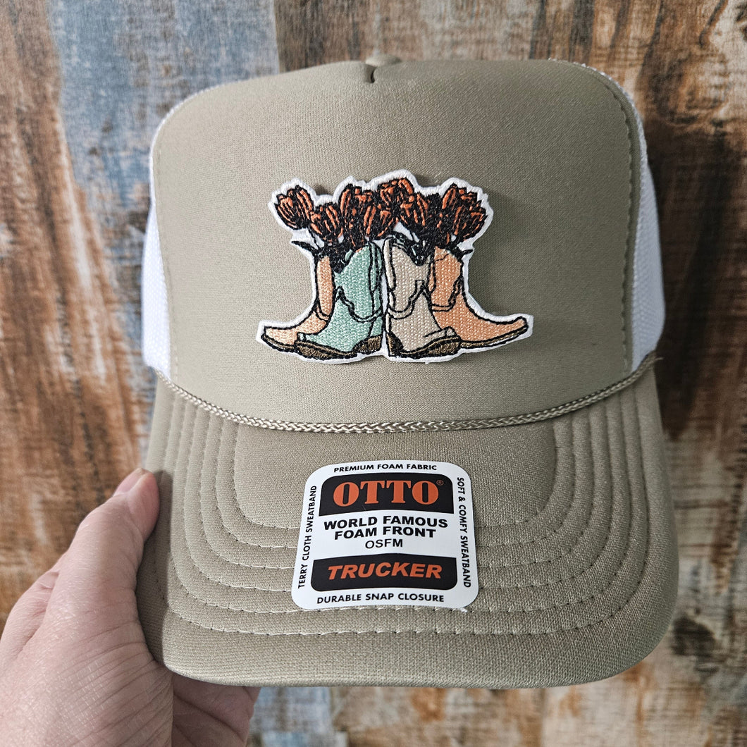 Trucker Hat for Horse Lovers- Cowgirl Boots
