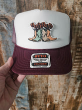 Load image into Gallery viewer, Trucker Hat for Horse Lovers- Cowgirl Boots
