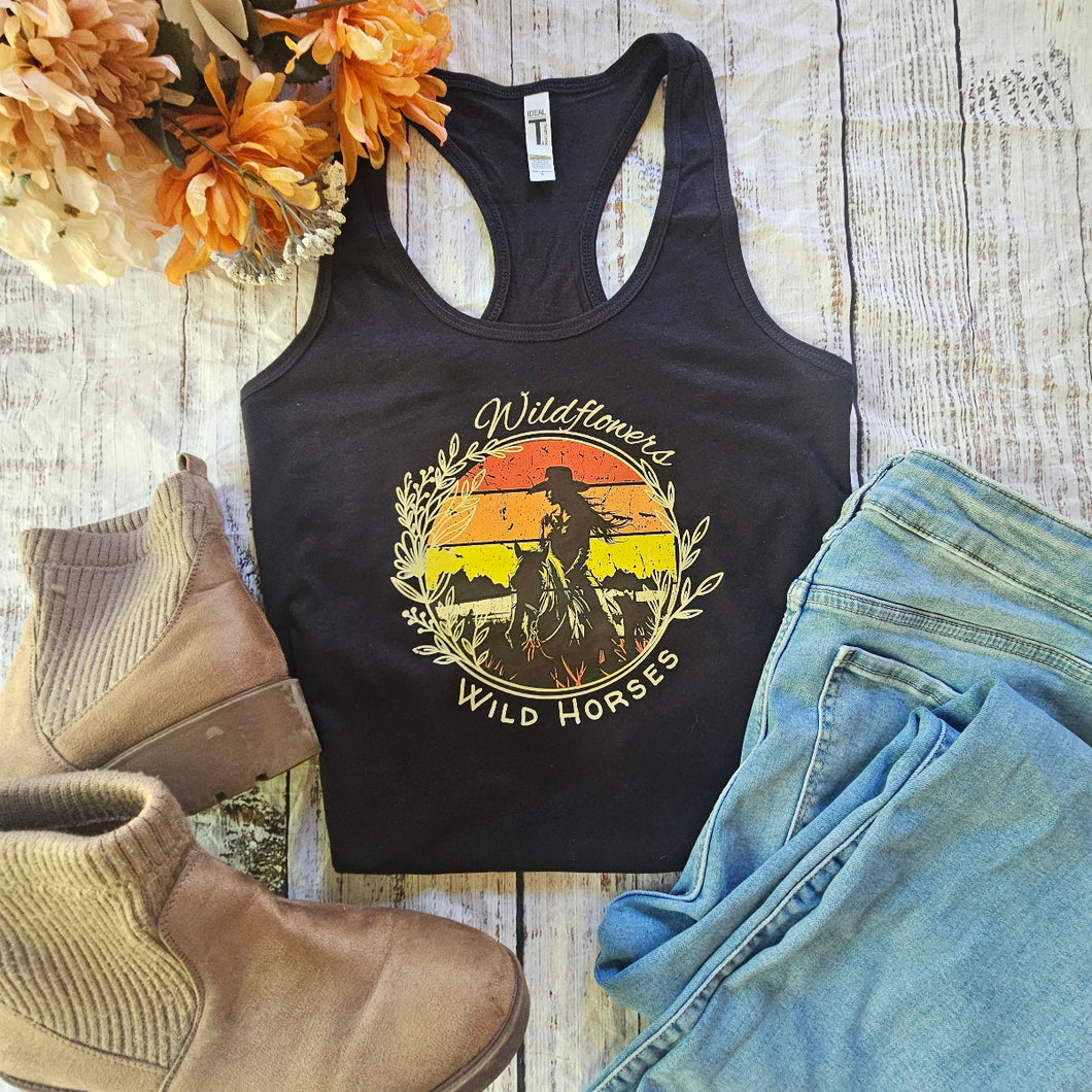 Horse Tank Top - Wildflowers and Wild Horses
