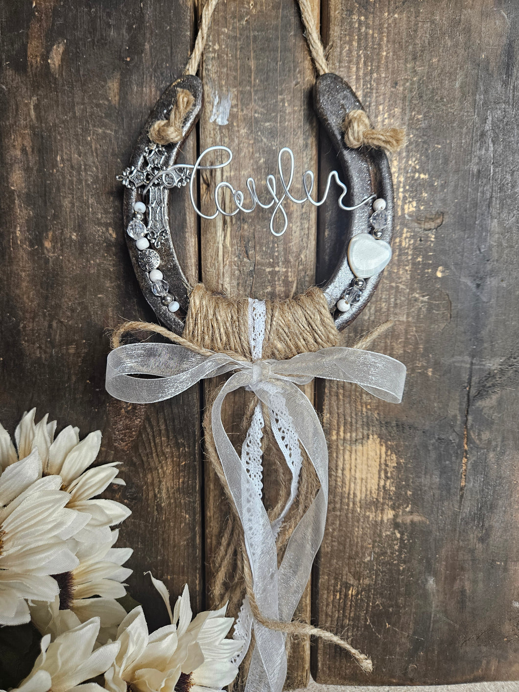 Personaliaed Wedding Gift for Horse Lovers - Equestrian Gift - Bridal Shower Gift for Horse Lovers - Rustic Hanging Horseshoe