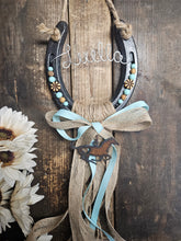 Load image into Gallery viewer, Personalized Horse Gift - Teal Sands Rustic Horseshoe
