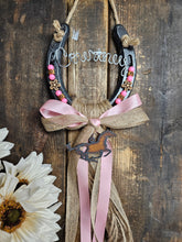 Load image into Gallery viewer, Personalized Horse Gift - Pink Sands Rustic Horseshoe
