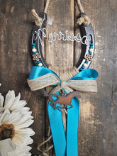 Load image into Gallery viewer, Personalized Horse Gift - Custom Horse Lover Gift for Equestrians and Barrel Racers - Turquoise Sands Rustic Horseshoe

