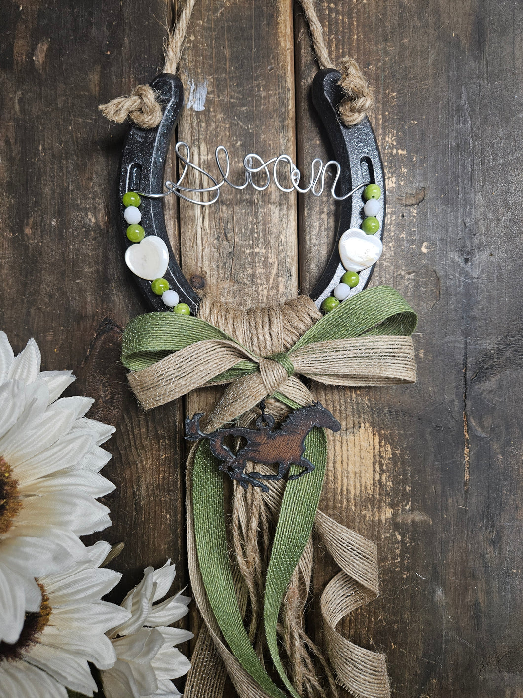 Personalized Horse Gift - Horse Lover Gift for Equestrians and Barrel Racers - Hanging Horseshoe Design