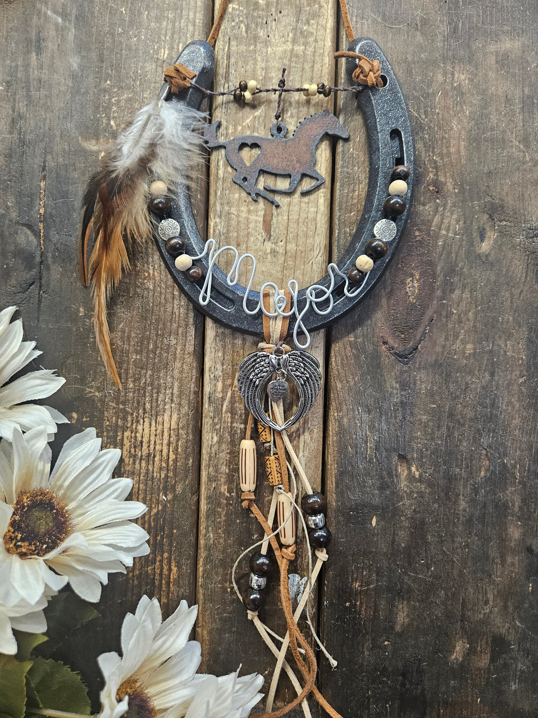 Horse Memorial Gift - Small Angel Wings Horseshoe