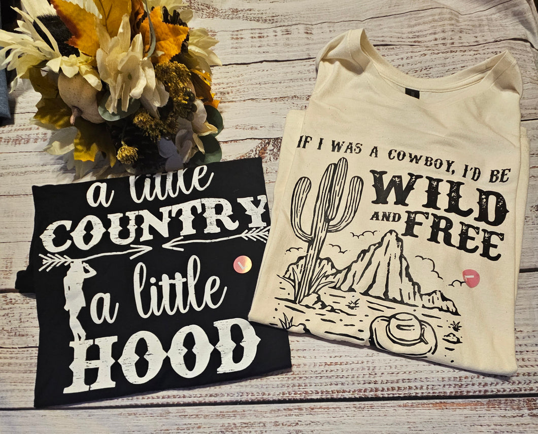 T-shirt Bundle Larges- A Liitle Country/ If I was a Cowboy Tees