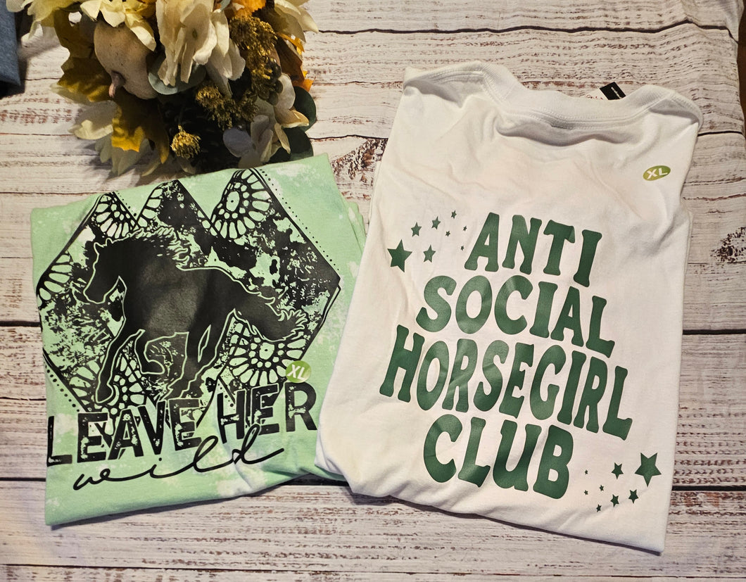 T-shirt Bundle X Larges- Anti Social Horsegirl/ Leave Her Wild Tees