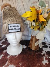 Load image into Gallery viewer, Funny Horse Beanie with Pom Pom Winter Hat - Resting Mare Face
