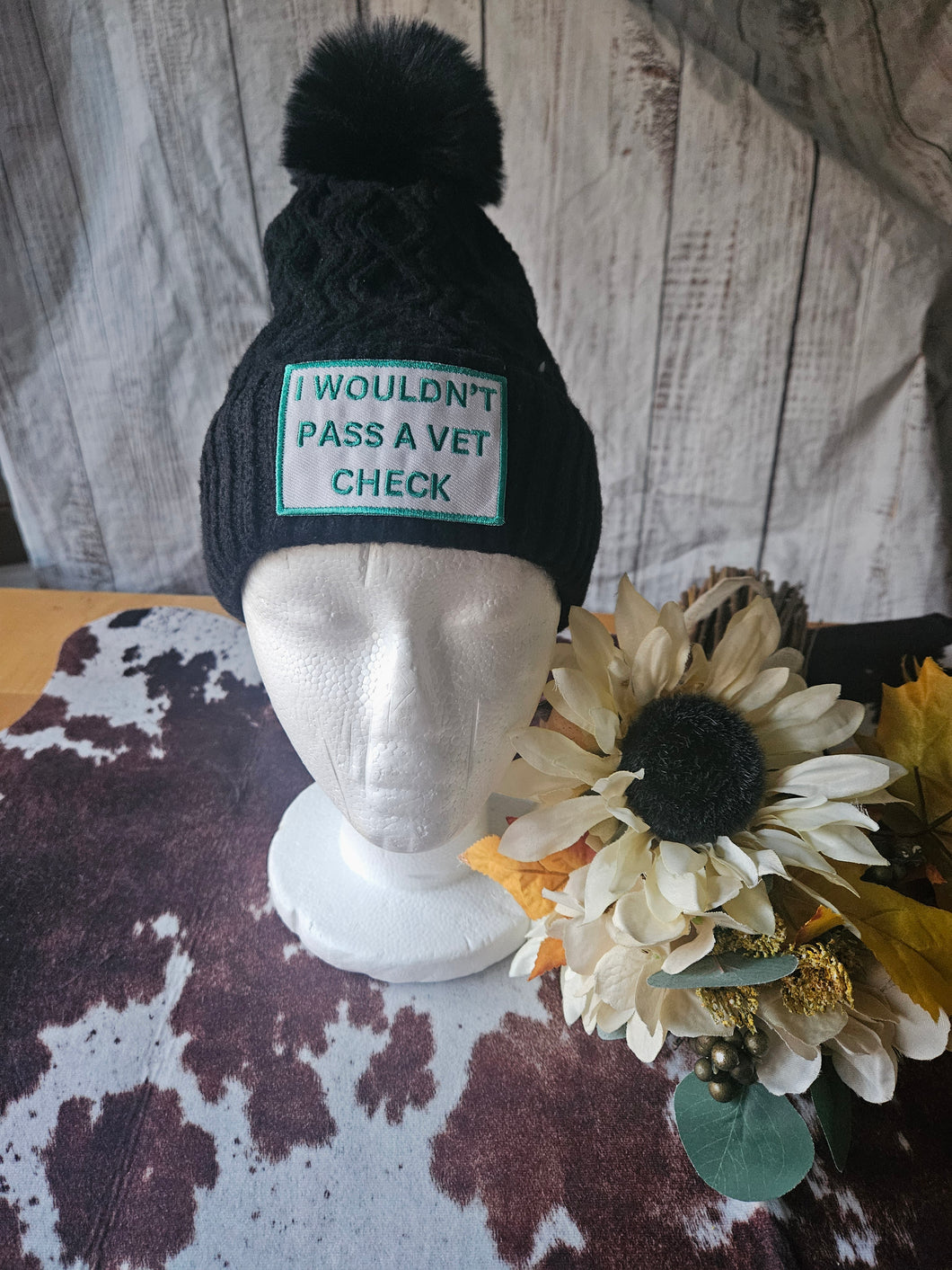 Funny Horse Beanie with Pom Pom Winter Hat - Would Not Pass a Vet Check