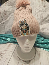 Load image into Gallery viewer, Horse Lover Beanie Winter Hat - Turquoise Pony
