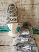 Load image into Gallery viewer, Funny Horse Beanie with Pom Pom Winter Hat - I Just Want to eat Tacos &amp; Ride my Horse
