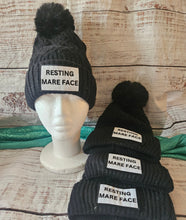 Load image into Gallery viewer, Funny Horse Beanie with Pom Pom Winter Hat - Resting Mare Face
