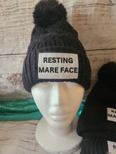Load image into Gallery viewer, Funny Horse Beanie with Pom Pom Winter Hat - Resting Mare Face

