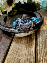 Load image into Gallery viewer, Western Style Horse Running Turquoise Beaded Bracelet
