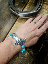 Load image into Gallery viewer, Western Style Silver Cowboy BootTurquoise Beaded Bracelet
