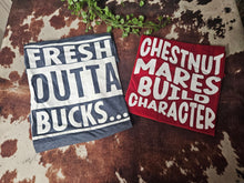 Load image into Gallery viewer, T-shirt Bundle-Chestnut Mares Build Character/ Fresh Outta Bucks Tees
