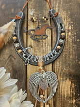 Load image into Gallery viewer, Horse Memorial Gift - Small Angel Wings Horseshoe
