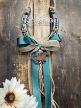 Load image into Gallery viewer, Personalized Horse Gift - Green Sands Rustic Hanging Horseshoe
