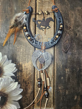 Load image into Gallery viewer, Horse Memorial Gift - Angel Wings Horseshoe- A Piece of My Heart Lives in Heaven

